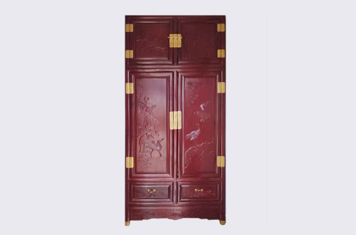 江汉石油管理局高端中式家居装修深红色纯实木衣柜